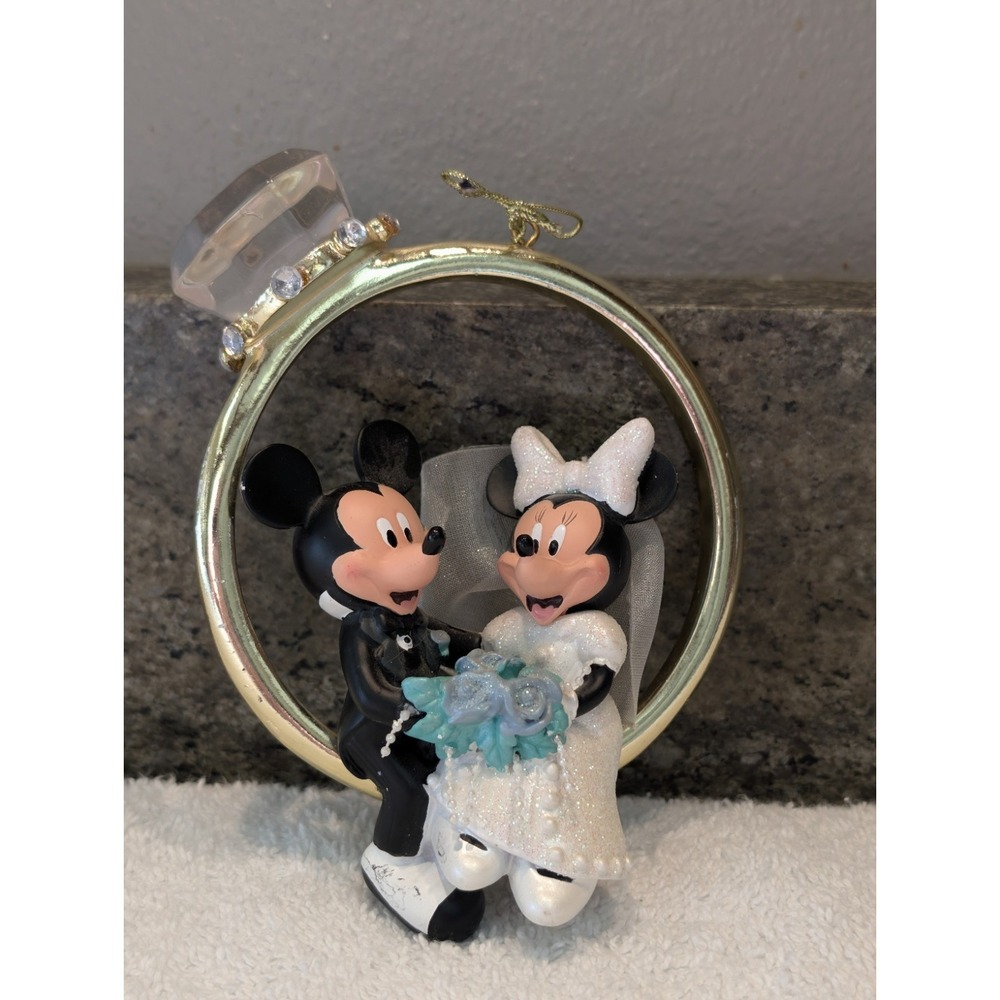 Disney Parks Mickey Minnie Mouse Wedding Engamement Ring Marriage Ornament Bride